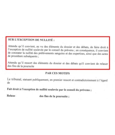 Conduite sous stupéfiants : Relaxe dans l’Aveyron